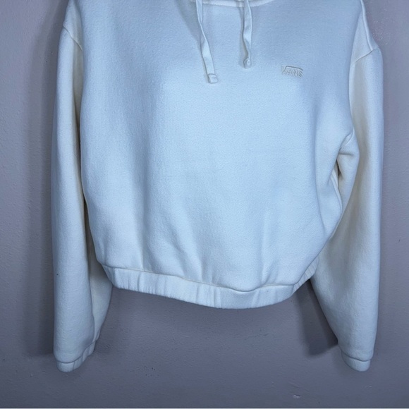 XS VANS IVORY WHITE CROPPED HOODIE CASUAL SOFT LOUNGE WOMENS - Picture 2 of 12